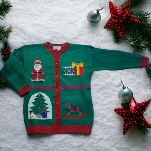 Kids Ugly Christmas Button up Cardigan Acrylic & Wool